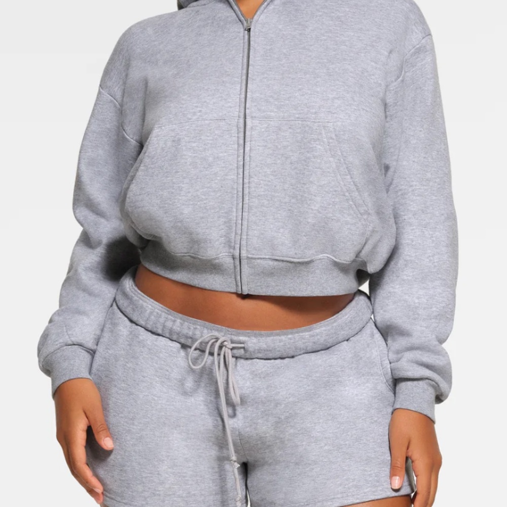 Skims cotton fleece zip up hoodie